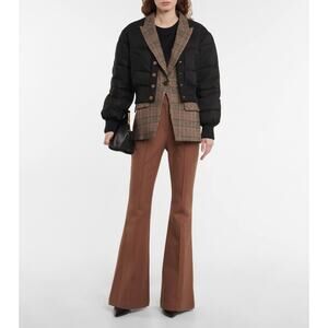 Veronica Beard Larkin Puffer Jacket 0 Blazer Dickey Plaid Layered Coat Black